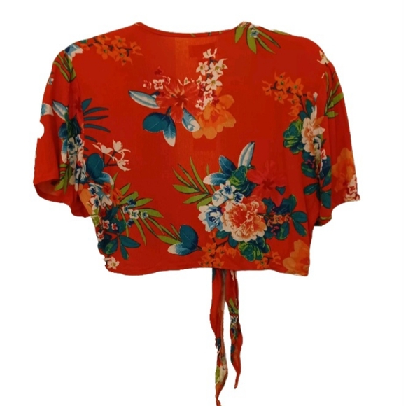 Madrag Tropical Tie Up Top Red Size Medium - Picture 3 of 4